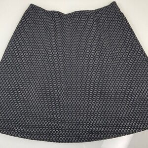 Loft Womens Small Skirt A-Line Black White Geometric Career Casual Knee Length
